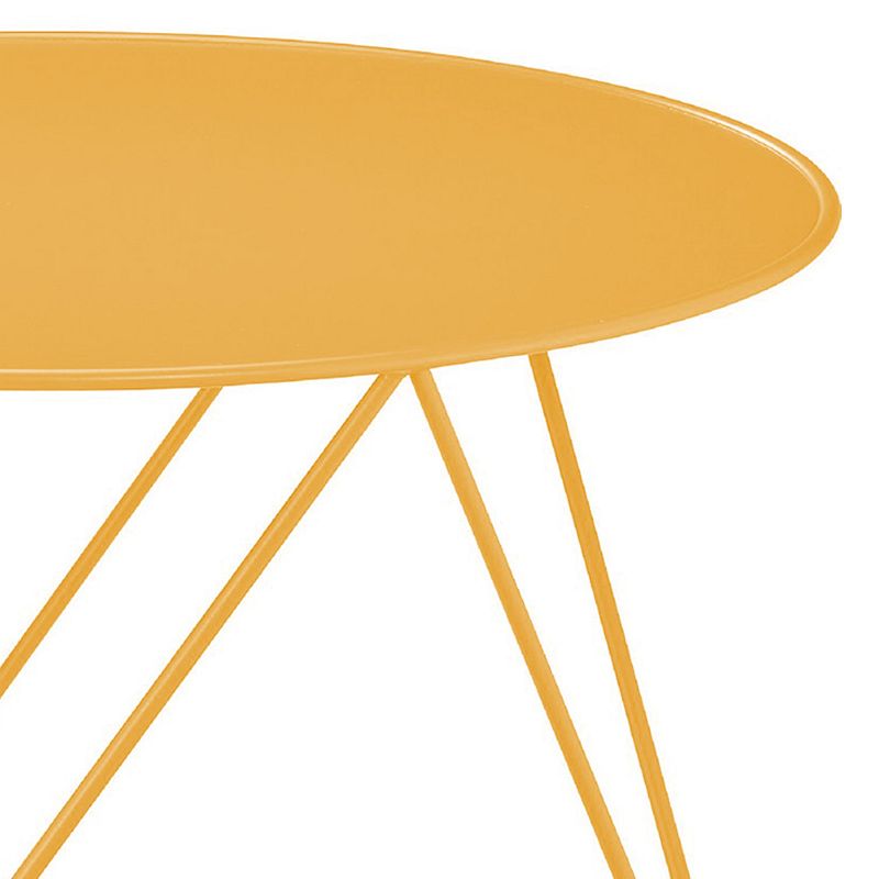 Accent Table with Open Geometric Base and Round Top， Yellow