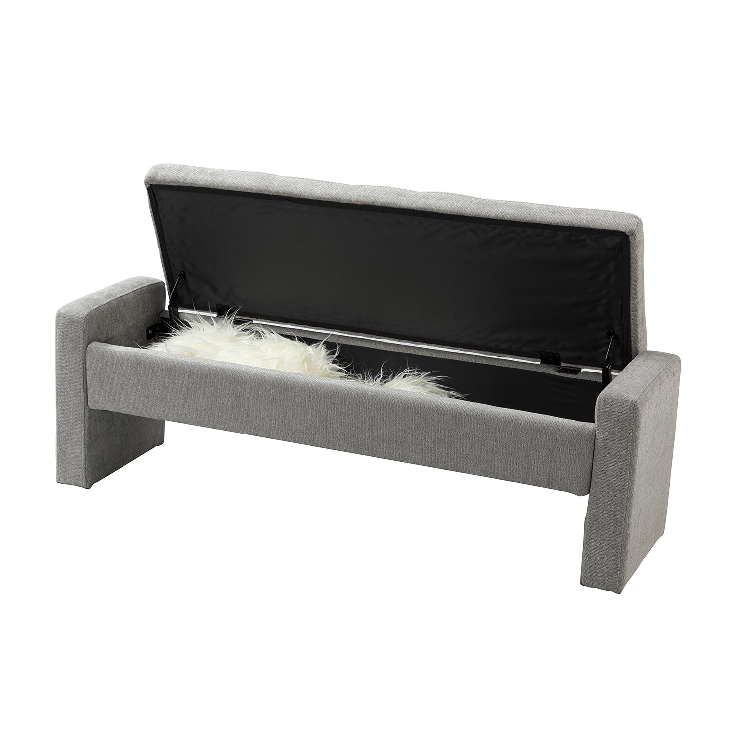 ARTFUL LIVING DESIGN Storage Entryway Bench, Upholstered Bench for Bedroom Living Room, Grey