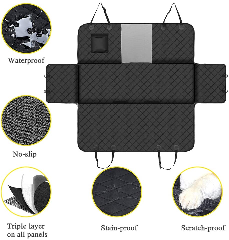 Dog Car Seat Covers with Mesh Window， Waterproof Dog Cover Back Seat， Scratchproof Dog Car Hammock Dogs Protection Cover for Cars SUVs and Trucks