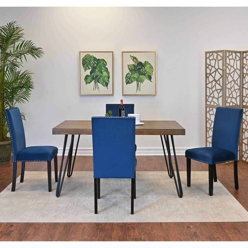 Roundhill Furniture Ashzo 5 Piece Dining Set  Hairpin Dining Table with 4 Chairs