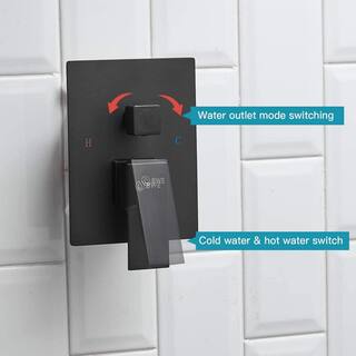 BWE 3-Spray Patterns With 2.5 GPM 12 in. Showerhead Wall Mounted Dual Shower Heads With Valve in Matte Black A-95012-Black-S