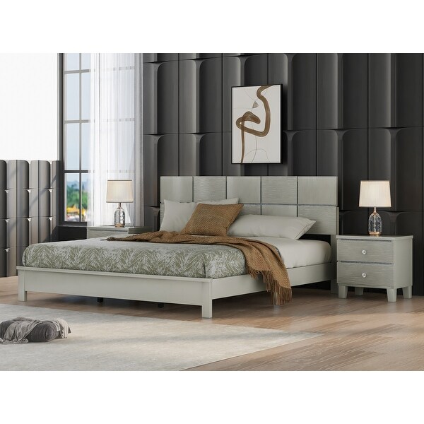 5 pieces Champagne Silver Bedroom Sets - - 37840657