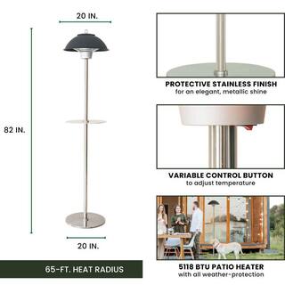 Hanover 1500-Watt Infrared Electric Patio Heater with Built-In Table Stand in Black HAN1011IC-BLK