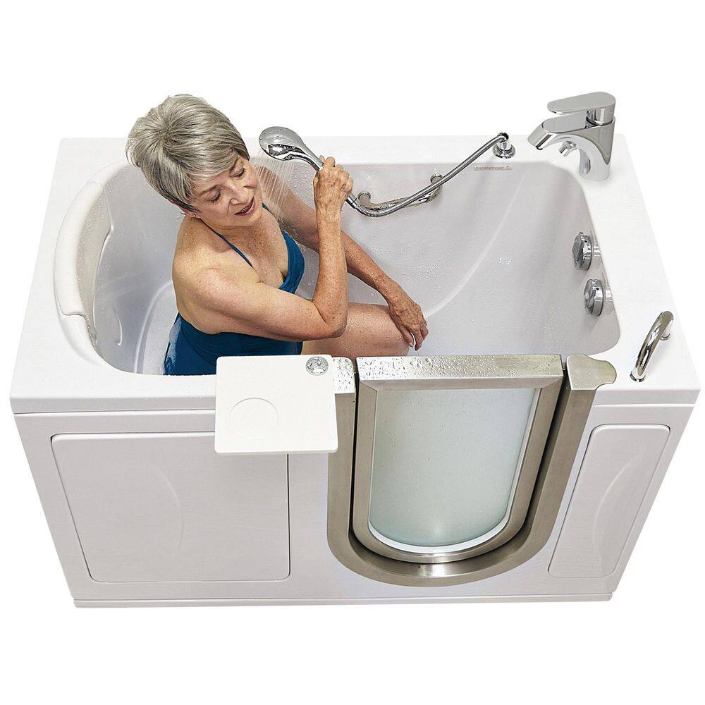 Ella Elite 52 in. Acrylic Walk-In Whirlpool and Air Bath Bathtub in White RH Door Fast Fill Faucet Heated Seat Dual Drain H931082P