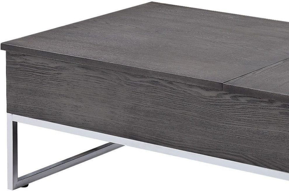 Modern Coffee Table  Chrome Metal Legs With Rectangular Wooden Top  Gray Oak   Modern   Coffee Tables   by Decor Love  Houzz