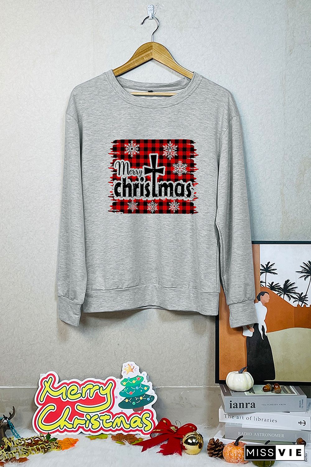 Christmas Cross Pullover Longsleeve Sweatshirt Wholesale