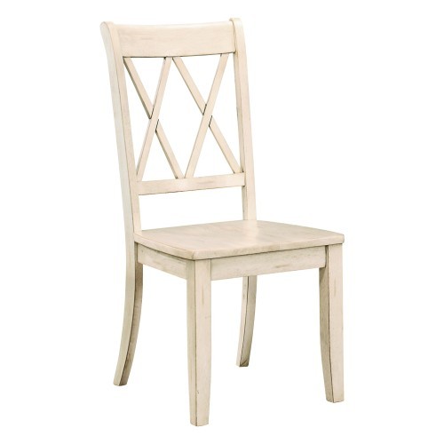 Casual White Finish Side Chairs Set of 2 Pine Vene...