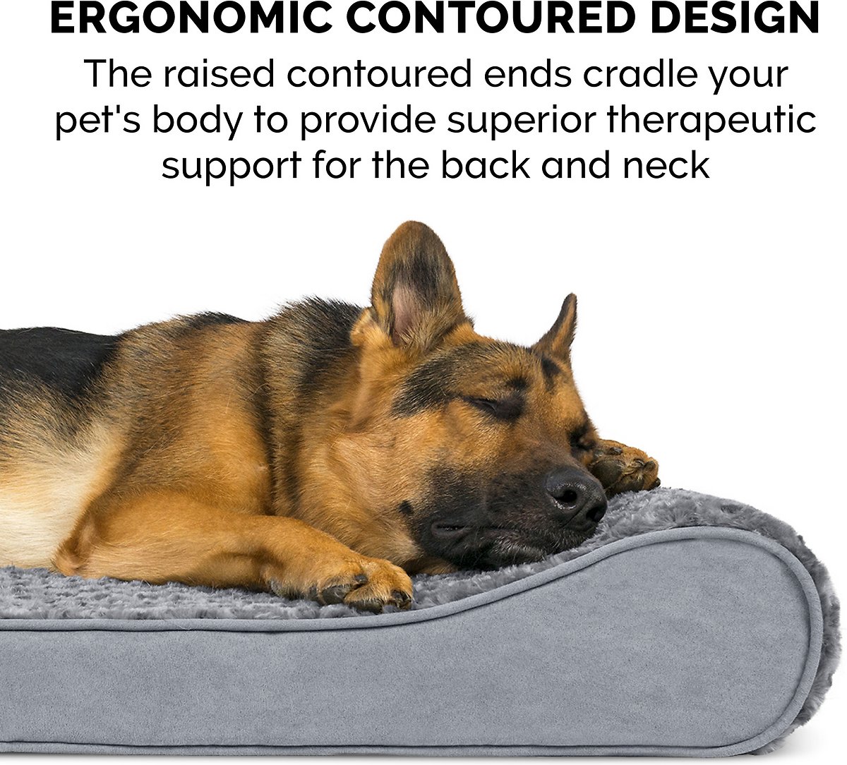 FurHaven Ultra Plush Luxe Lounger Orthopedic Cat and Dog Bed w/Removable Cover， Jumbo (Gray)