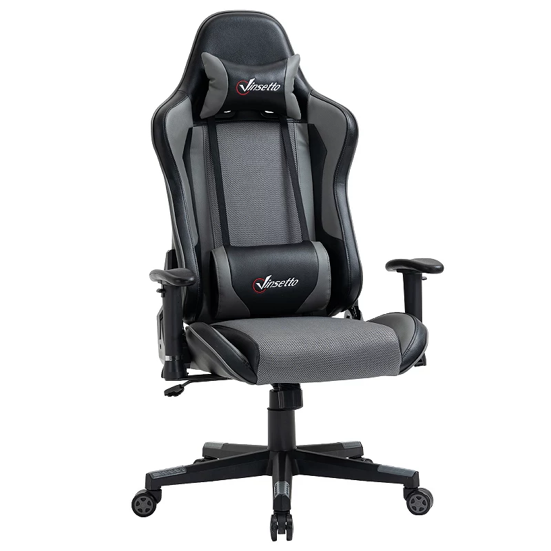 Vinsetto Gaming Chair Racing Style Ergonomic Office Chair High Back Computer Desk Chair Adjustable Height Swivel Recliner with Headrest and Lumbar Support Grey