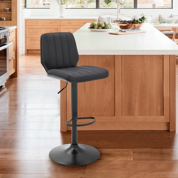 Sabine Adjustable Swivel Faux Leather and Metal Bar Stool