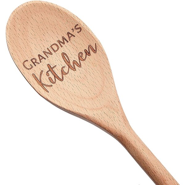 Wooden Serving Spoon Gift Set， Grandmas Kitchen， Made with Love (14 In， 2 Pack)