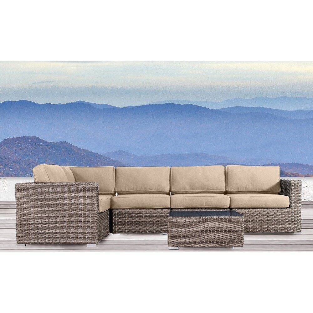 6 Piece Rattan Sectional Seating Group with Cushions