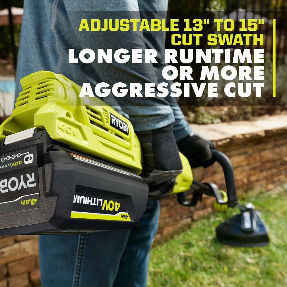 RYOBI 40V Expand-It Cordless Battery Attachment Capable String Trimmer with 4.0 Ah Battery and Charger RY40250