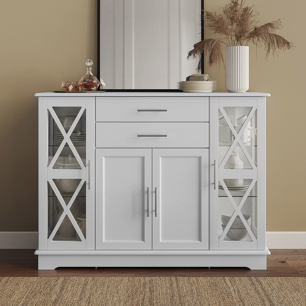 Sideboard Buffet Cabinet  Storage Cabinet Console Table Coffee Bar Cabinet Kitchen Cupboard Pantry Cabinet Glass Display Cabinet