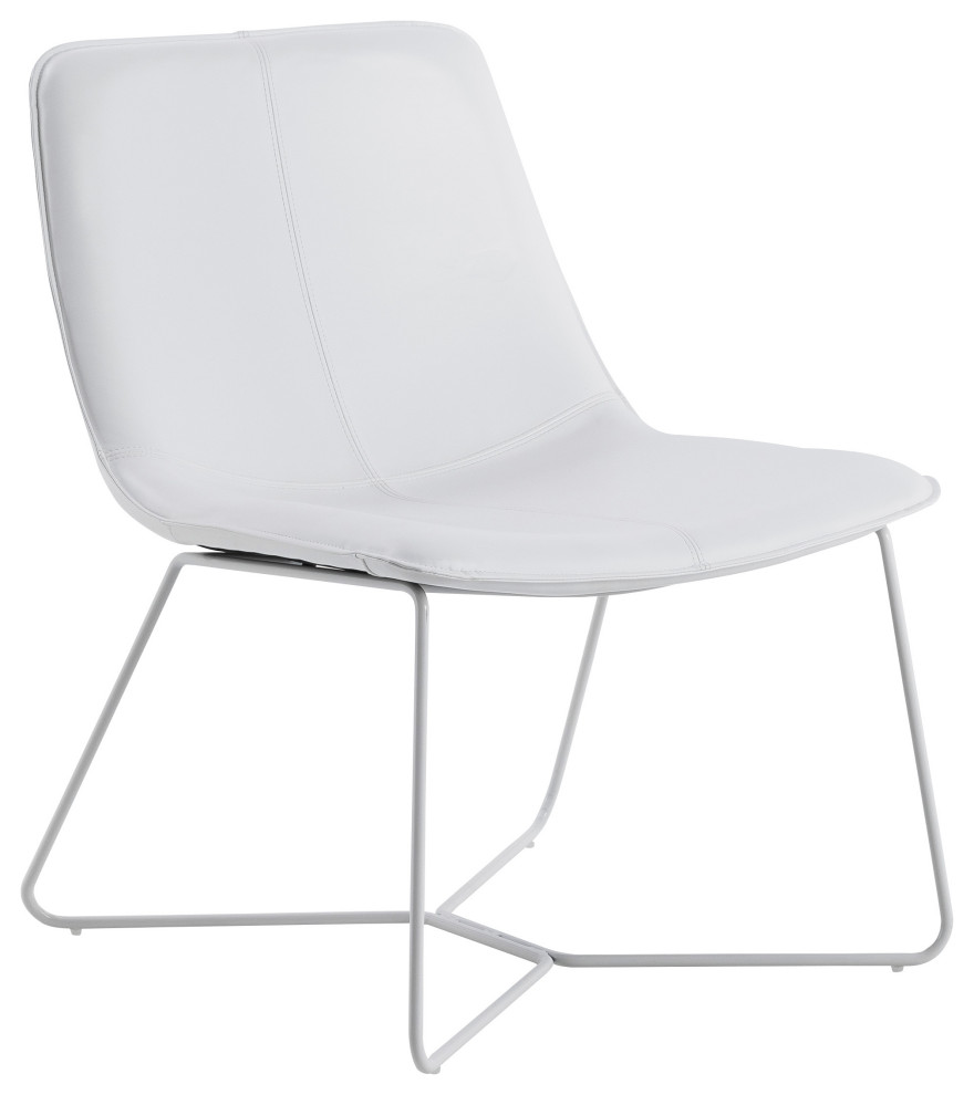 Grayson Accent Chair  White Faux Leather and White Base   Contemporary   Armchairs And Accent Chairs   by Office Star Products  Houzz