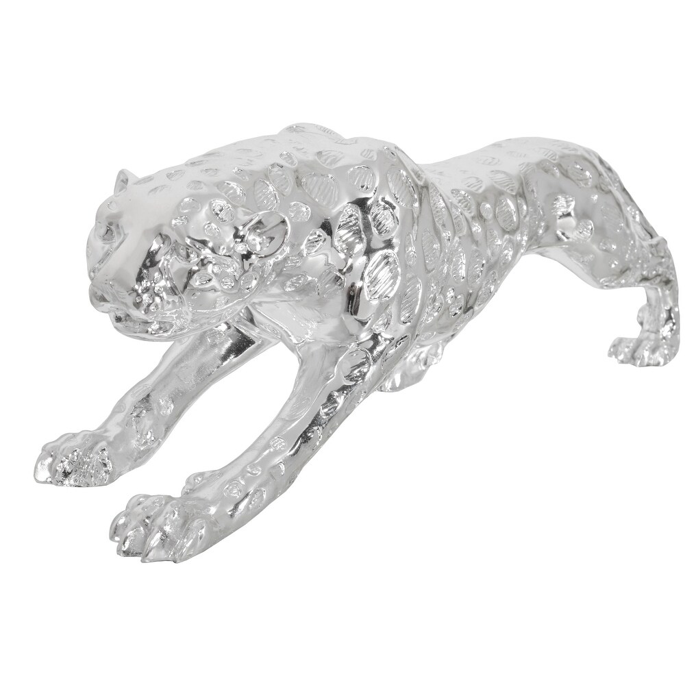 Standing Silver Leopard Large 31 Inches Long