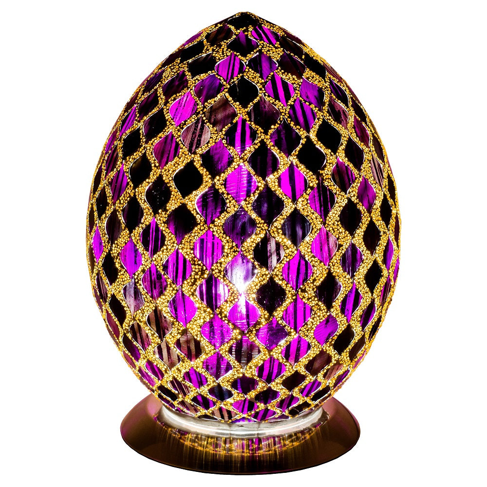 Febland LM74PLT Purple Mosaic Tile Vintage Egg Table Lamp 30cm