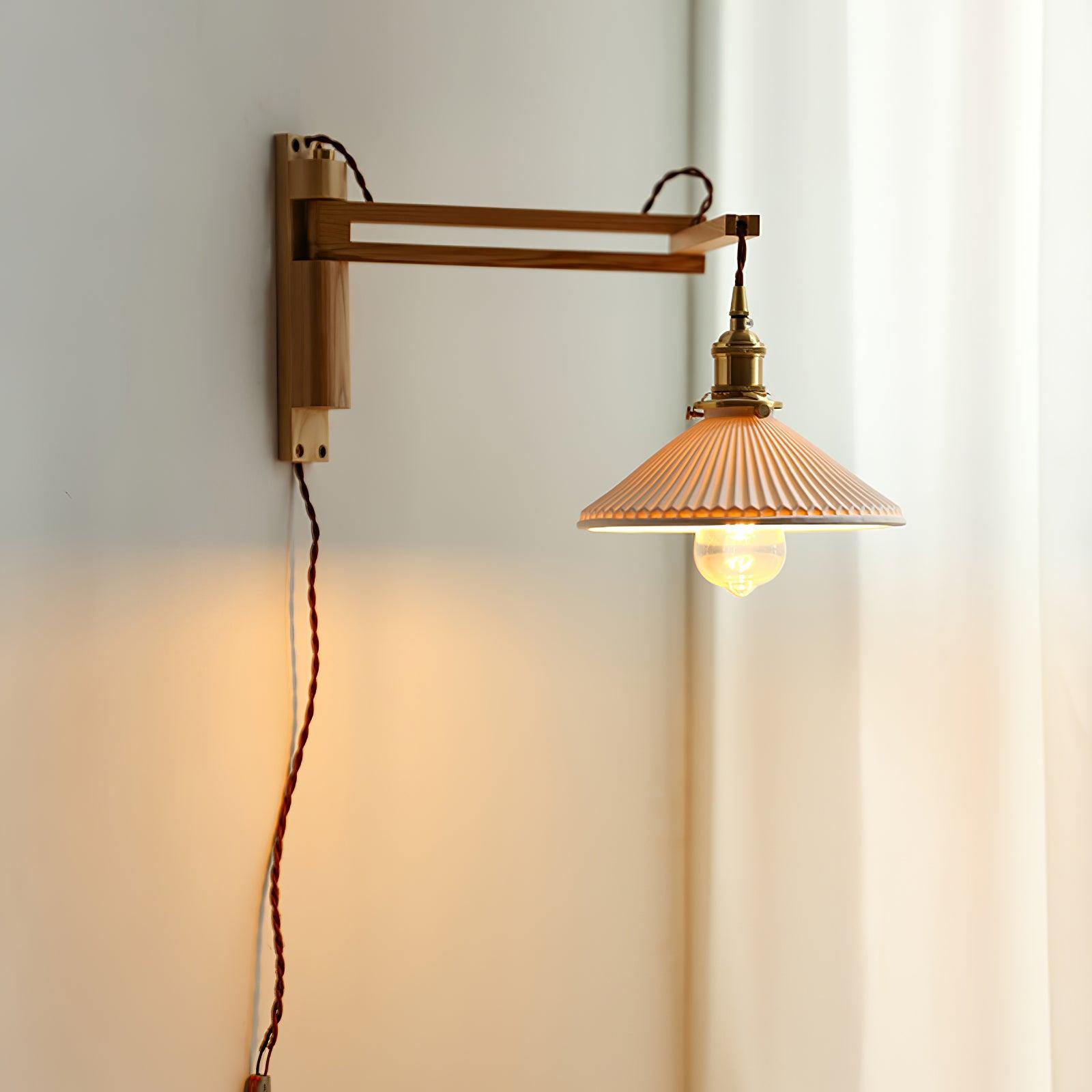 Walnut Swing Arm Wall Lamp