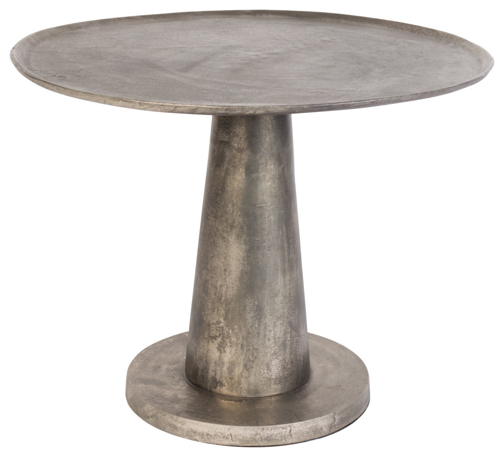 Round Silver Pedestal End Table  Dutchbone Brute   Industrial   Side Tables And End Tables   by Luxury Furnitures  Houzz