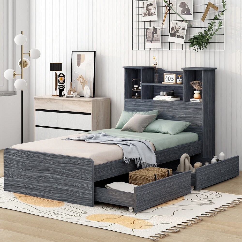 Twin Size Storage Platform Bed Frame