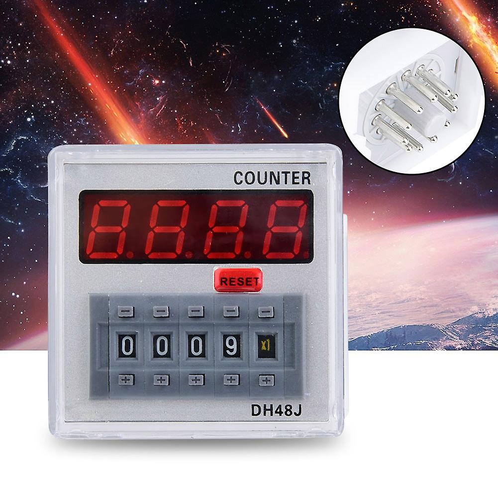 DH48J-A Digital Counter Delay Time Relay LED Display 1-999900 11-Pin (220VAC)