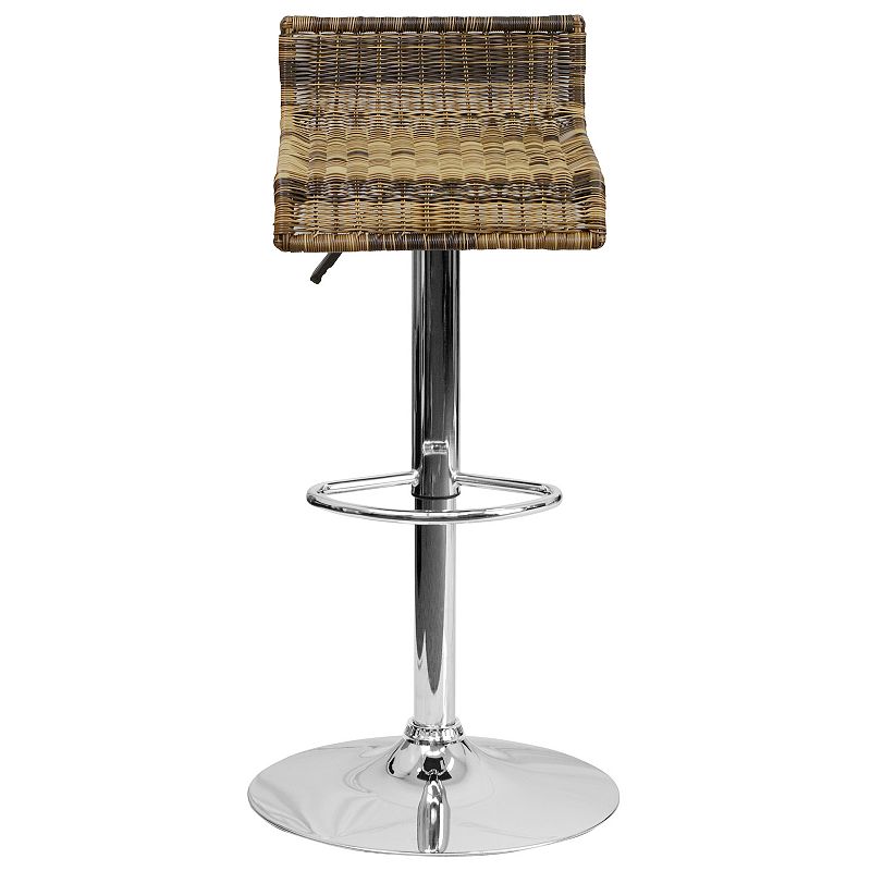 Emma and Oliver Wicker Adjustable Height Barstool with Waterfall Seat