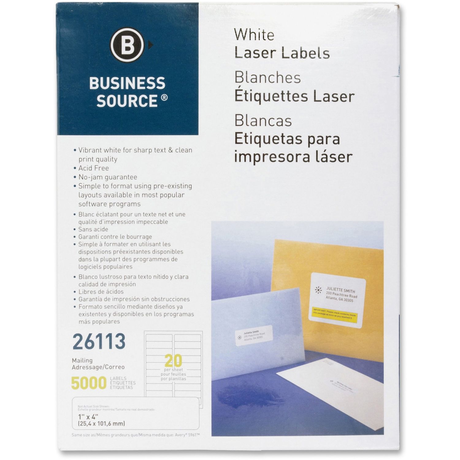 Bright White Premium-quality Address Labels by Business Source BSN26113