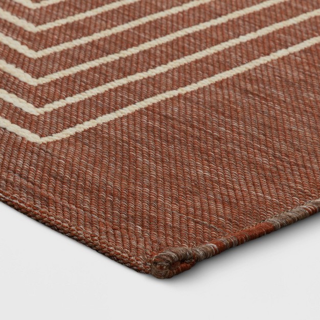 5 x27 x7 x27 Geometric Outdoor Rug Brown white