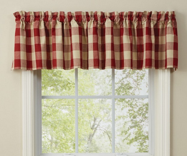 Park Designs Buffalo Check Valance 14 x27 x27 w X 72 x27 x27 l Garnet amp Tan