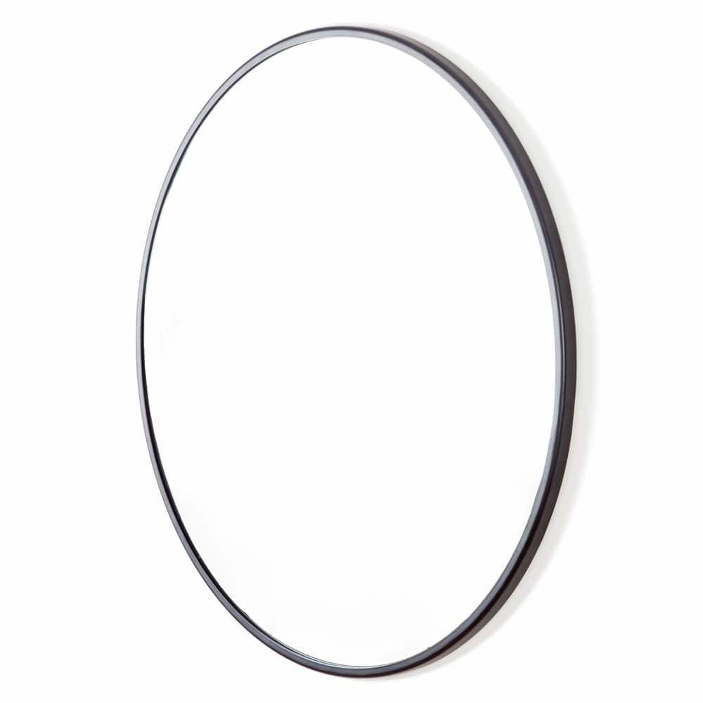 Habitat 30 in. x 30 in. Modern Round Framed Adelina Black Circular Accent Mirror MR3719W