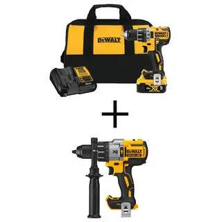 DW 20V MAX XR Cordless Brushless 12 in. DrillDriver Kit and 20V 12 in. Brushless Hammer Drill DCD791P1W996