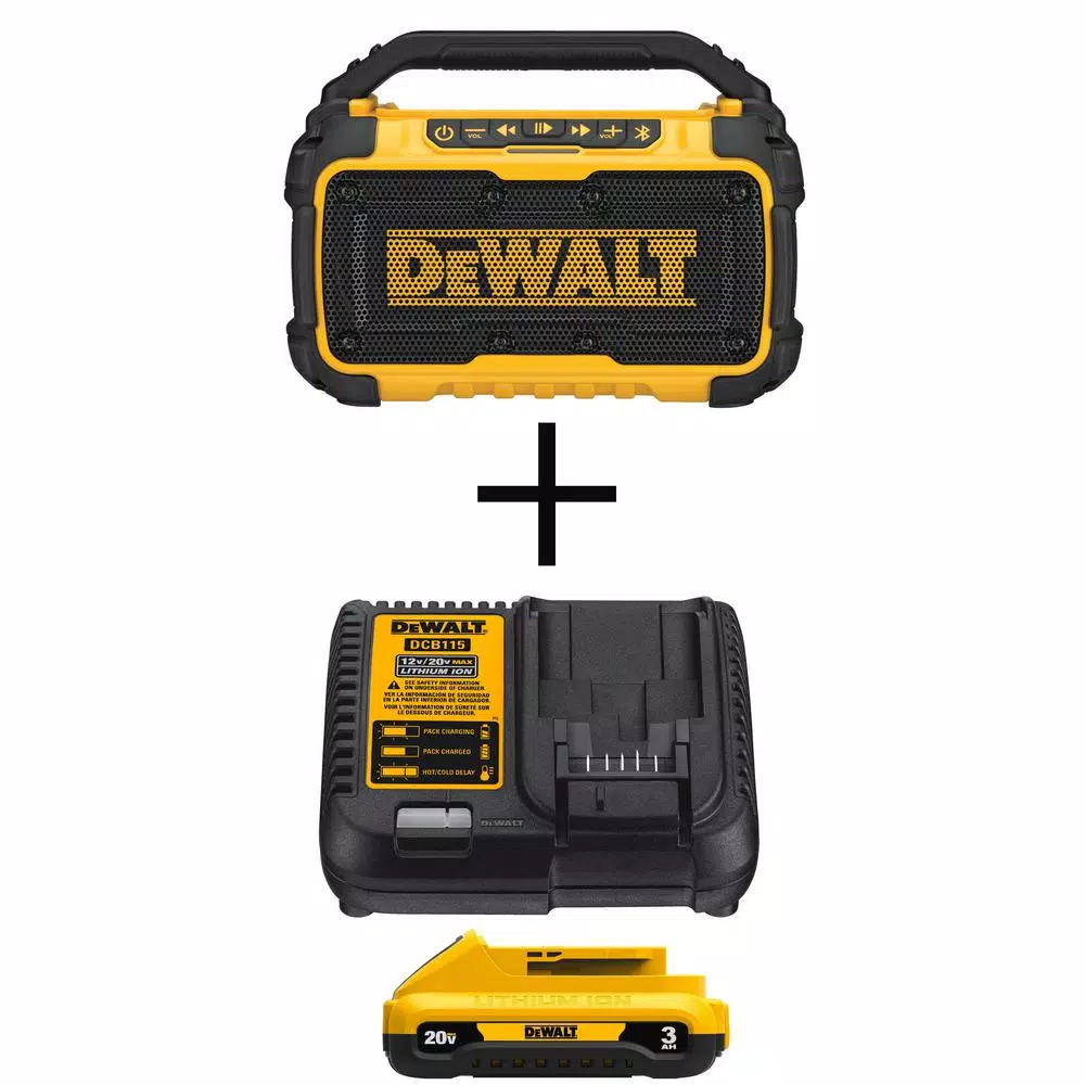 DEWALT 20-Volt MAX Bluetooth Speaker with (1) 20-Volt Battery 3.0Ah and Charger and#8211; XDC Depot