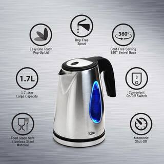 Elite Platinum 7-Cup Cordless Stainless Steel Electric Kettle with Automatic Shut-off EKT-1271