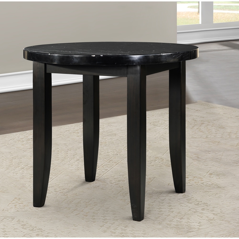 Porch   Den Merkem Round Black Marble 40 inch Round Top Dining Table