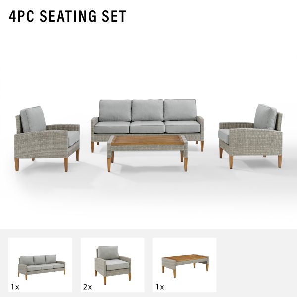 Capella Outdoor Wicker 4Pc Sofa Set