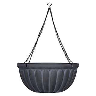 Vigoro 12 in. x 5.5 in. H Madigan Black Decorative Resin Hanging Basket Planter (12 in. D) with Drainage Holes PTJ7412TWJ