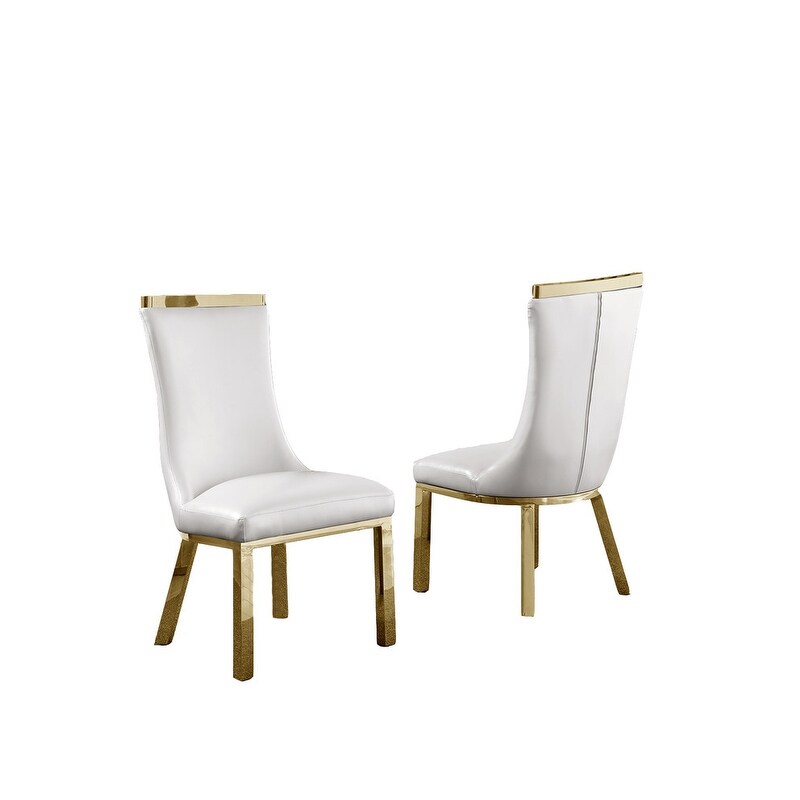 Best Quality Furniture Gold Colored Stainless Steel Dining Chairs (Set of 2)