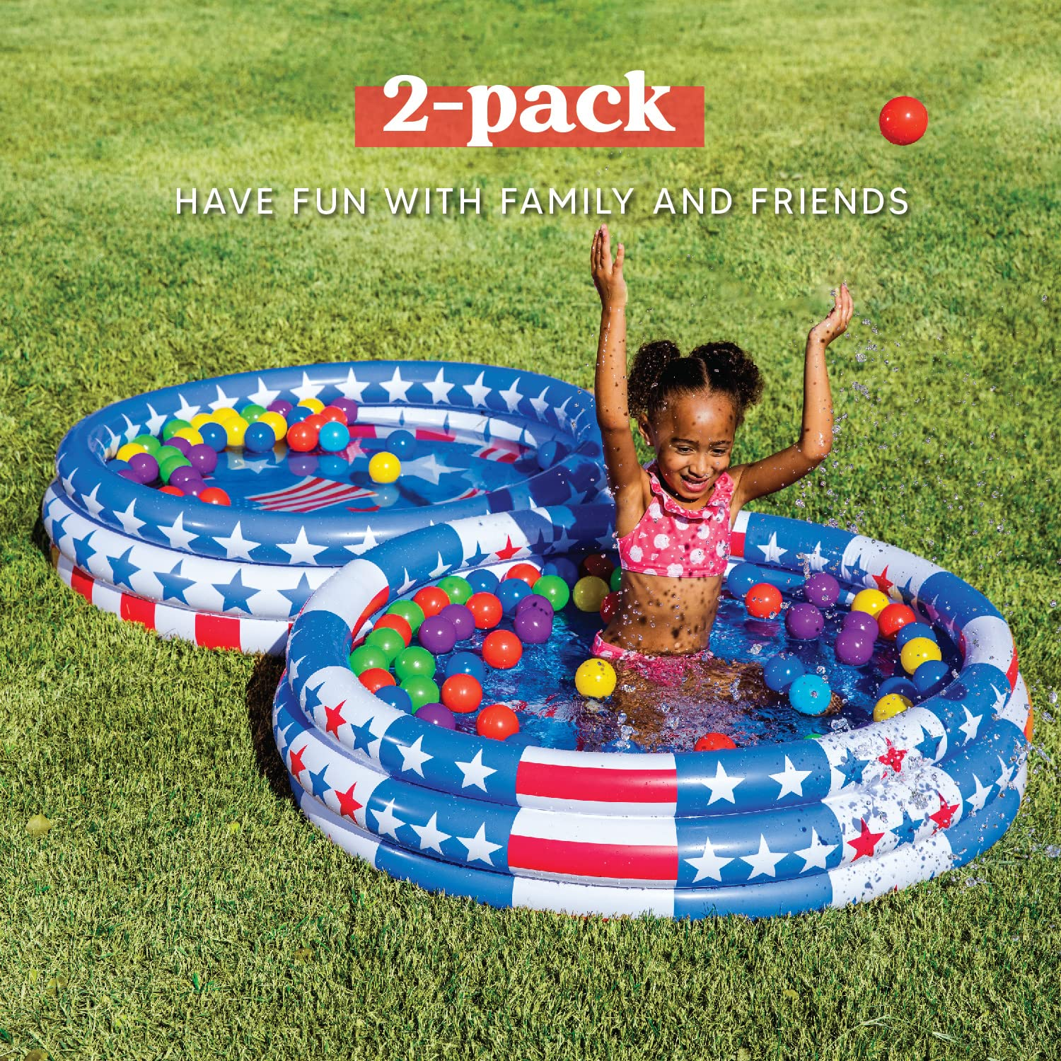 Clearance - 45in Inflatable Star American Flag Pool, 2 Pack