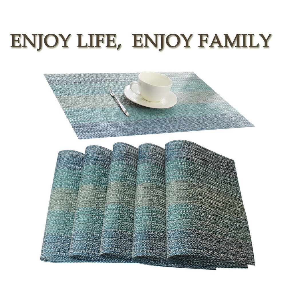 Washable Placemats Set of 6 Heat Cross Woven PVC Non Slip Mats