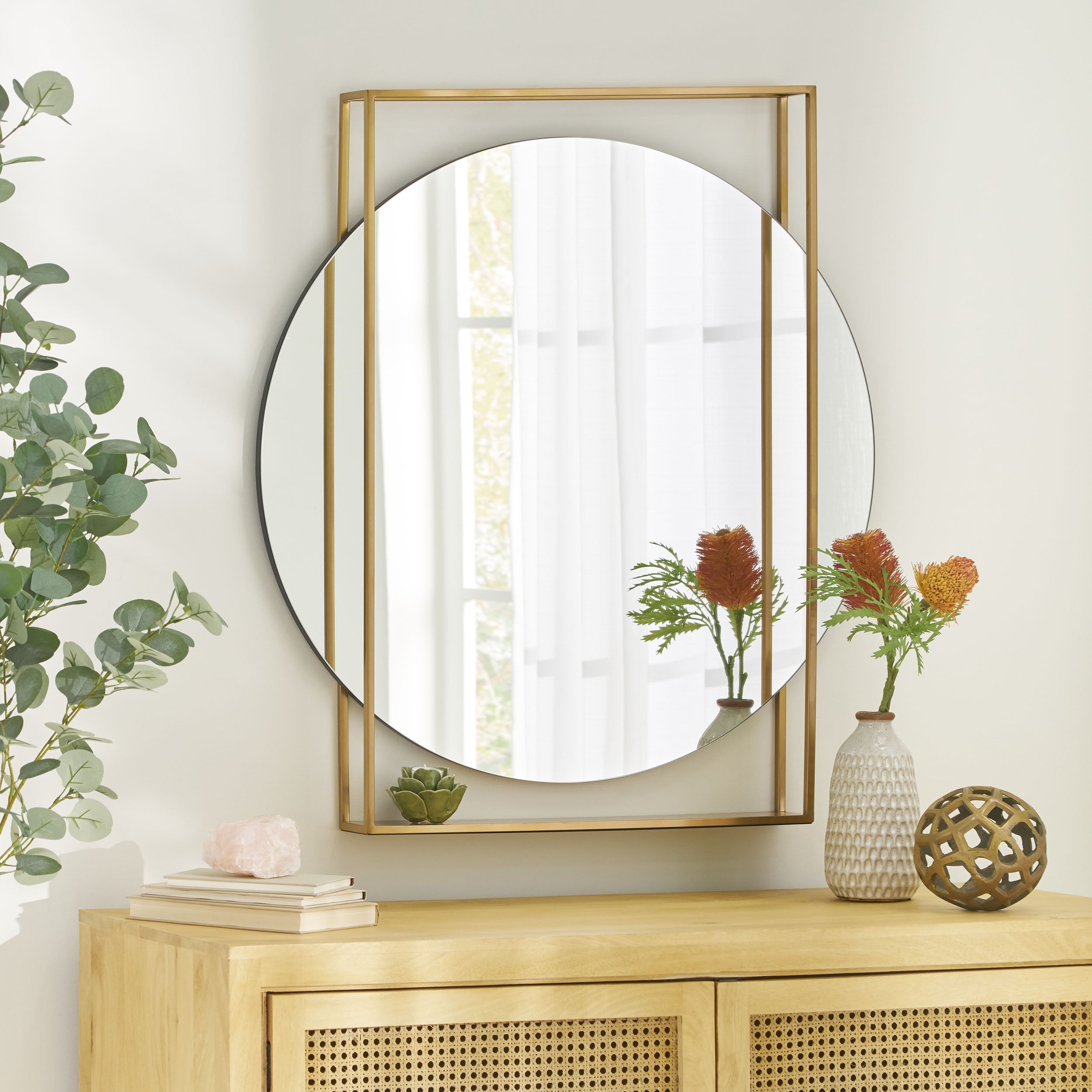 McNeal Modern Round Framed Wall Mirror