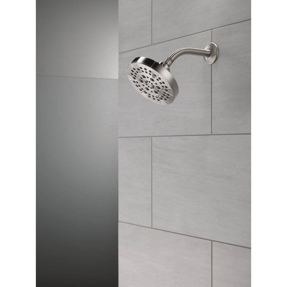 Delta 5-Spray Patterns 1.75 GPM 6 in. Wall Mount Fixed Shower Head in Stainless 52535-SS