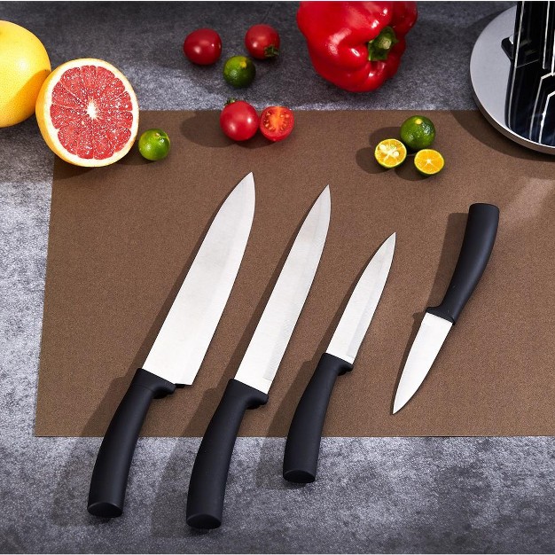 Cheer Collection 7 Piece Kitchen Knife Set With Chic Swivel Display Stand