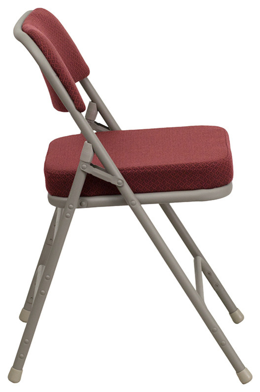 Triple Braced and Double Hinged Burgundy Fabric Metal Folding Chair  Set of 2   Modern   Folding Chairs And Stools   by Beyond Design  ampMore  Houzz