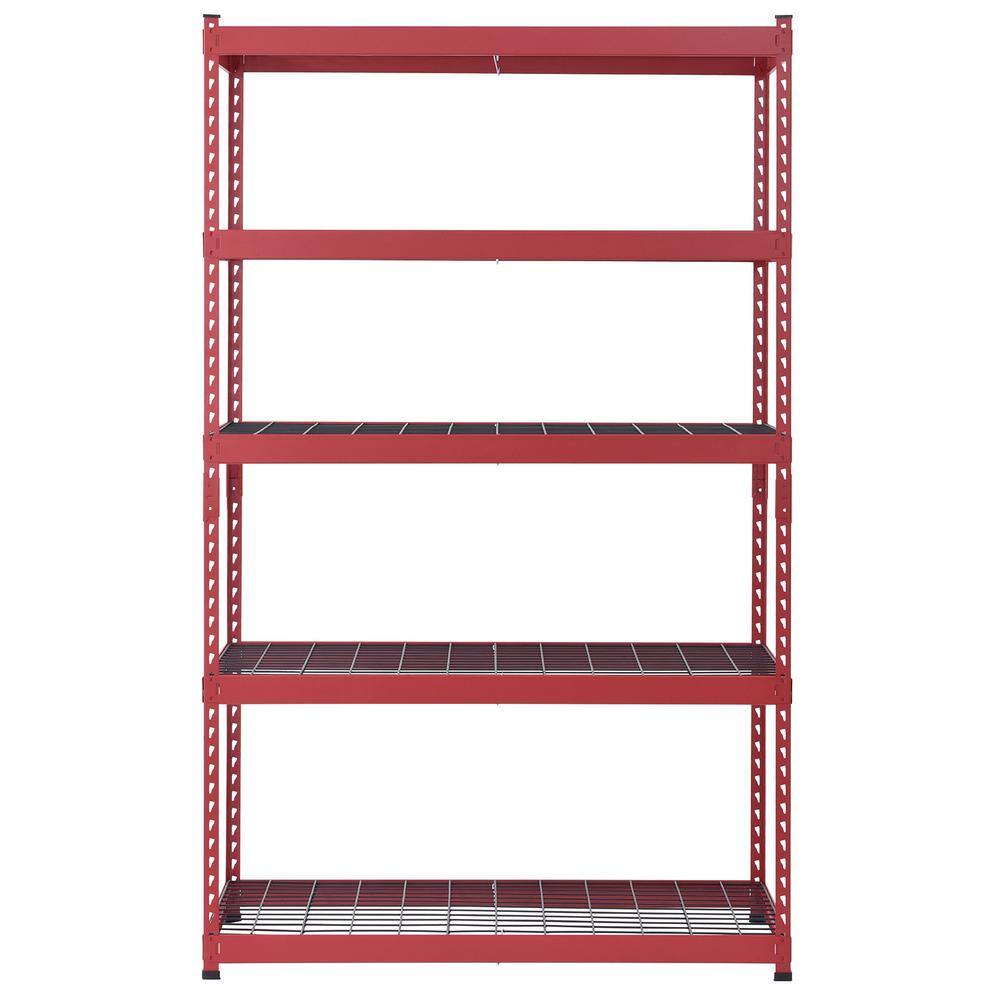 Husky 5-Tier Heavy Duty Boltless Steel Garage Storage Shelving Unit in Red (48 in. W x 78 in. H x 24 in. D) N2R482478W5R