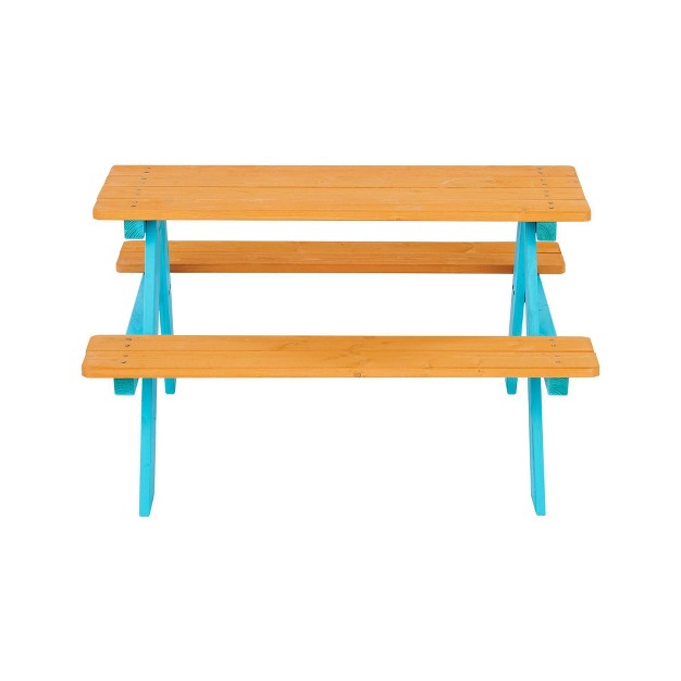 Kids x27 Outdoor Wood Rectangle Picnic Table Turquoise Teamson Kids