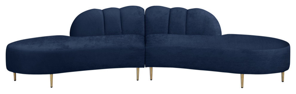 Divine Tufted Velvet Upholstered 2 Piece Sectional   Midcentury   Sectional Sofas   by Meridian Furniture  Houzz