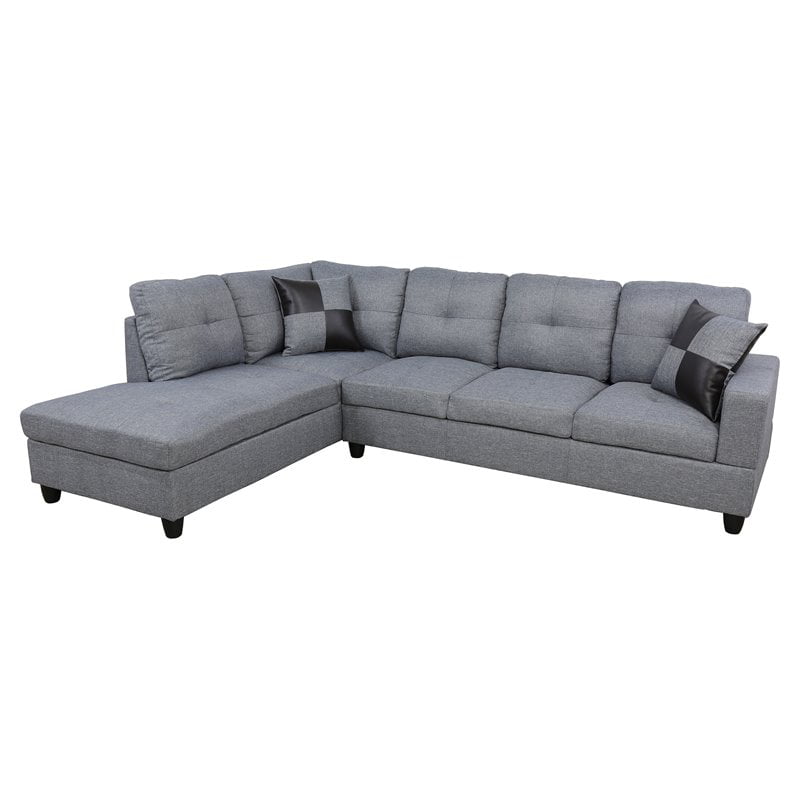 Star Home Living Corp Tracy Linen Fabric Left Facing Sectional in Gray