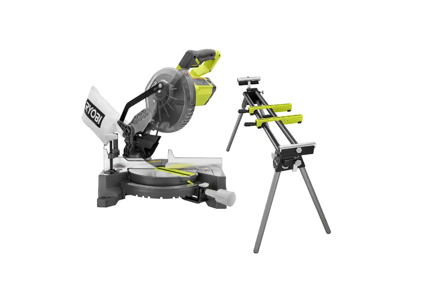 RYOBI TS1144-A18MS01G 9 Amp 7-1/4 in. Compound Miter Saw with Universal Miter Saw QUICKSTAND