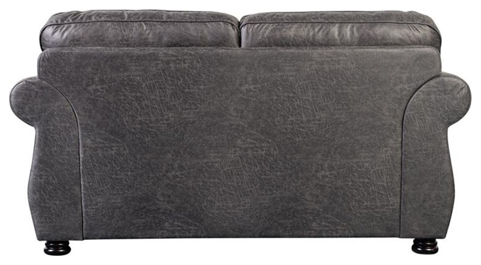 Hawthorne Collections Fabric Loveseat with Rolled Arm in Soft Gray   Loveseats   by Homesquare  Houzz