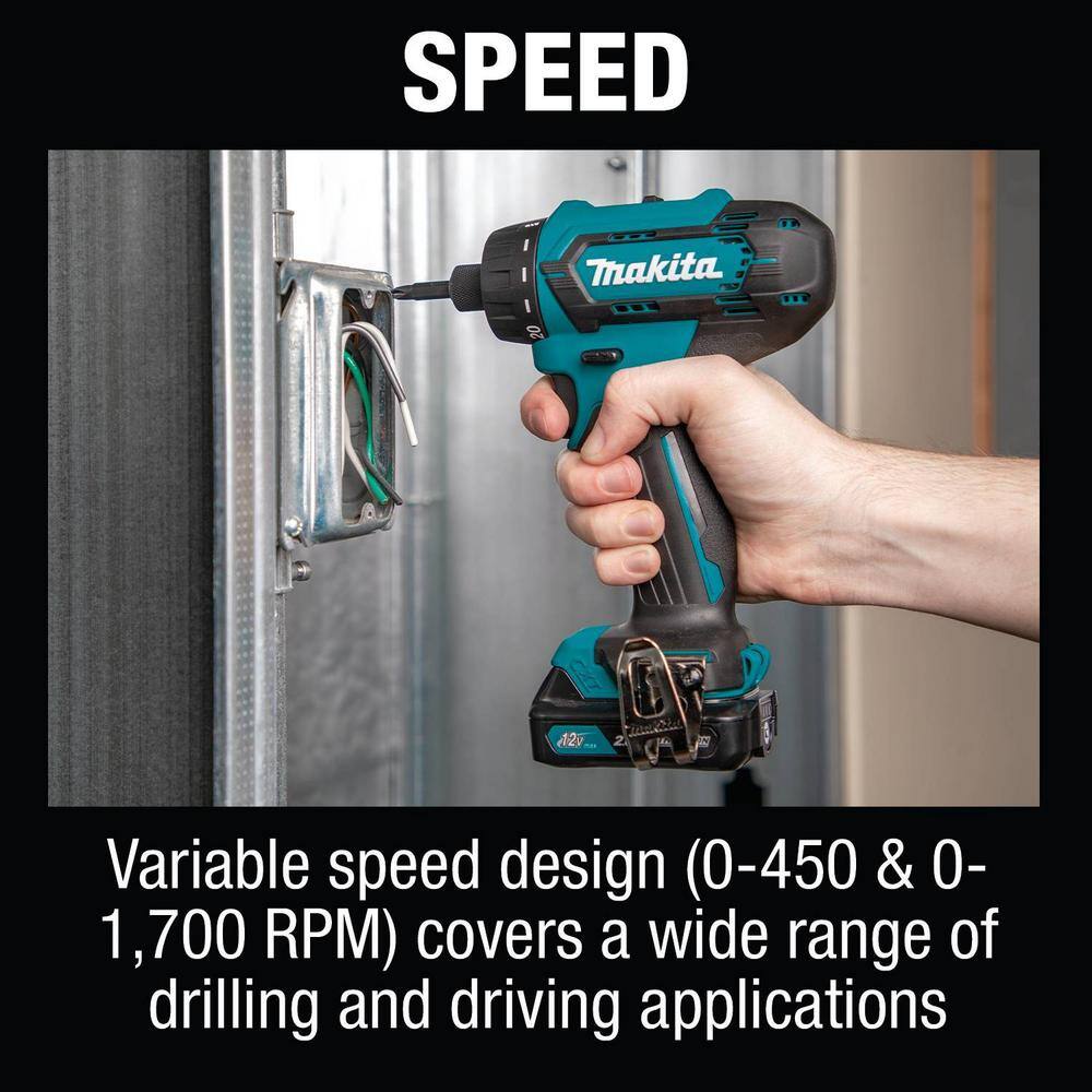 Makita 12V max CXT Lithium-Ion Cordless14 in. Hex Screwdriver Kit 2.0Ah FD10R1